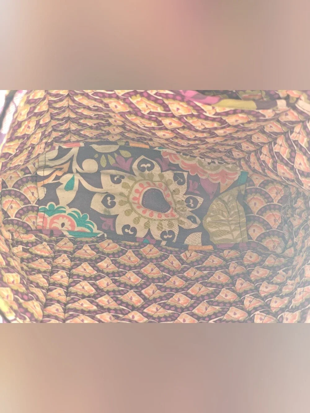 Quilted Cotton Tote Bag Vera Bradley Purple Paisley & floral Plum Crazy Pattern